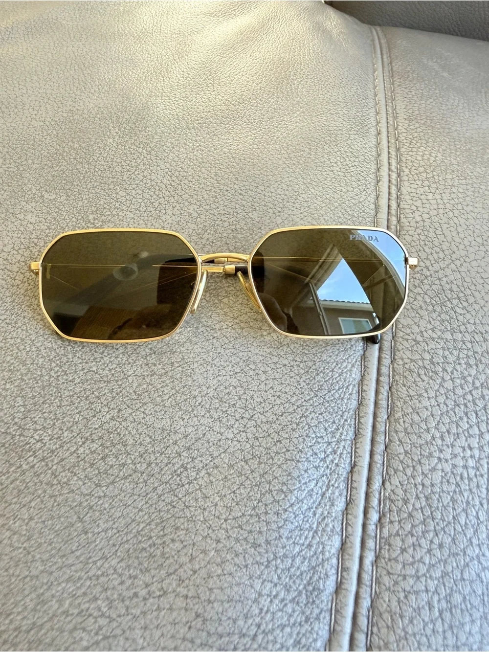 Prada Men’s Gold Frame with Brown Lenses Sunglasses PR A51S